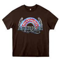 Chocolate Brown American rainbow Heavy Core Tee - NancyCooperArtShop