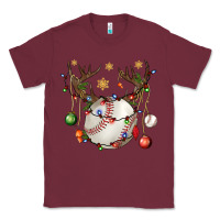 Burgundy Baseball Horn Christmas Classic Tee - BundleAndBundleShop