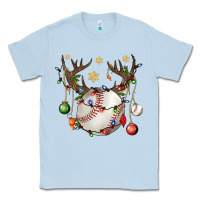 Dusty Blue Baseball Horn Christmas Classic Tee - BundleAndBundleShop