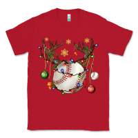 Red Baseball Horn Christmas Classic Tee - BundleAndBundleShop