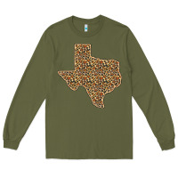 Army Green Western Texas Map Leopard Pattern Long Sleeve Tee - Bettercallsaul