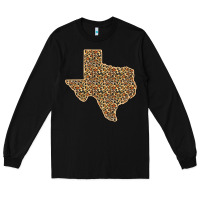 Black Western Texas Map Leopard Pattern Long Sleeve Tee - Bettercallsaul
