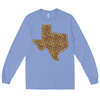 Colony Blue Western Texas Map Leopard Pattern Long Sleeve Tee - Bettercallsaul
