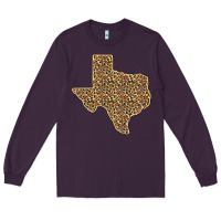 Plum Western Texas Map Leopard Pattern Long Sleeve Tee - Bettercallsaul