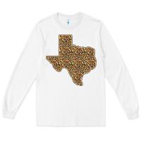 White Western Texas Map Leopard Pattern Long Sleeve Tee - Bettercallsaul
