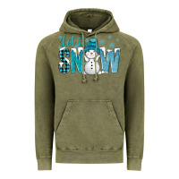 Vintage Olive let it snow with cute snowman bbs Vintage Hoodie - BundleAndBundleShop