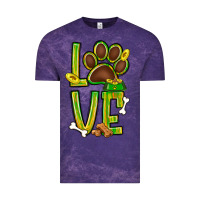 Cloud Purple Tie dye St. Patrick's Day love dog paw Vintage Tee - BundleAndBundleShop