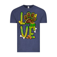 Vintage Denim Tie dye St. Patrick's Day love dog paw Vintage Tee - BundleAndBundleShop