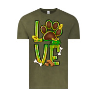 Vintage Olive Tie dye St. Patrick's Day love dog paw Vintage Tee - BundleAndBundleShop