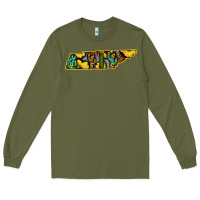 Army Green Western Tenessee Map Sunflower Pattern Long Sleeve Tee - Bettercallsaul