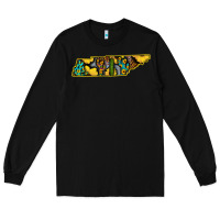Black Western Tenessee Map Sunflower Pattern Long Sleeve Tee - Bettercallsaul