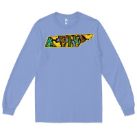 Colony Blue Western Tenessee Map Sunflower Pattern Long Sleeve Tee - Bettercallsaul