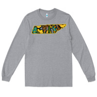 Heather Grey Western Tenessee Map Sunflower Pattern Long Sleeve Tee - Bettercallsaul