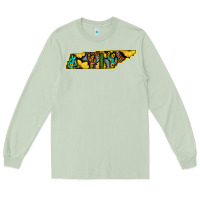Matcha Western Tenessee Map Sunflower Pattern Long Sleeve Tee - Bettercallsaul