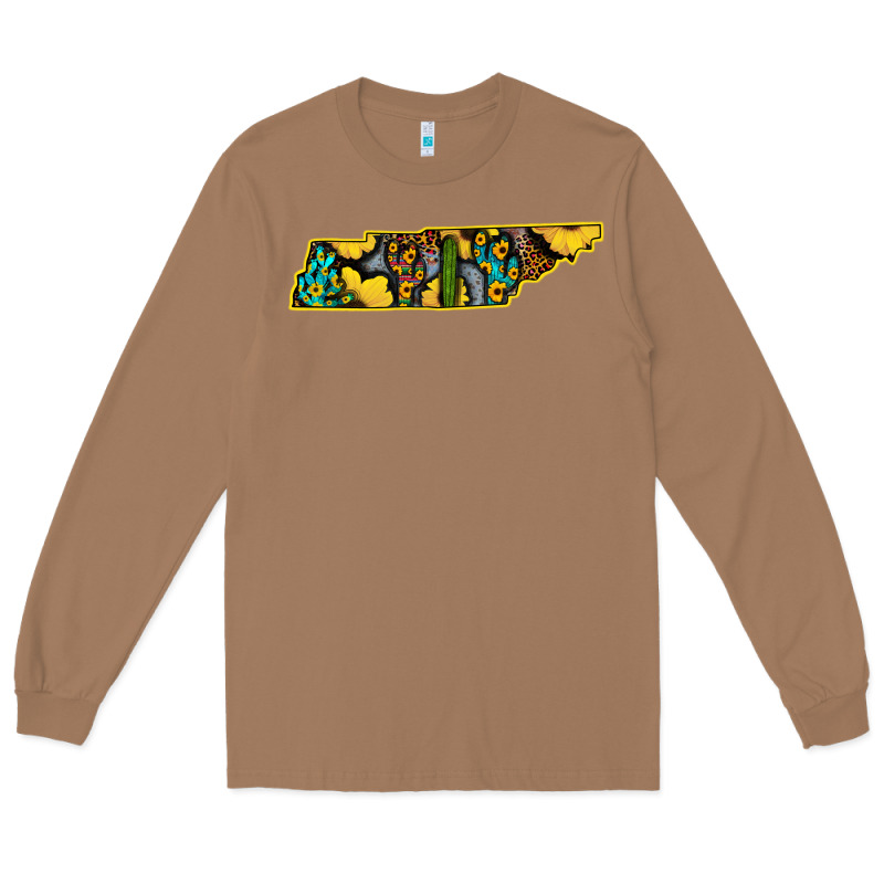 Western Tenessee Map Sunflower Pattern Long Sleeve Tee by Bettercallsaul | Teevron
