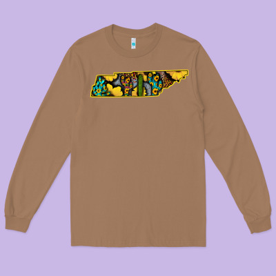 Western Tenessee Map Sunflower Pattern Long Sleeve Tee Designed By Bettercallsaul