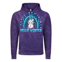 Cloud Purple hello winter rainbow with snowman bbs Vintage Hoodie - BundleAndBundleShop