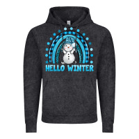 Vintage Black hello winter rainbow with snowman bbs Vintage Hoodie - BundleAndBundleShop