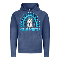 Vintage Denim hello winter rainbow with snowman bbs Vintage Hoodie - BundleAndBundleShop