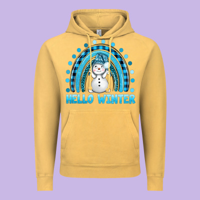 Hello Winter Rainbow With Snowman Bbs Vintage Hoodie Designed By Bundleandbundleshop