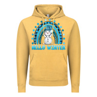 Vintage Mustard hello winter rainbow with snowman bbs Vintage Hoodie - BundleAndBundleShop