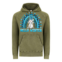 Vintage Olive hello winter rainbow with snowman bbs Vintage Hoodie - BundleAndBundleShop