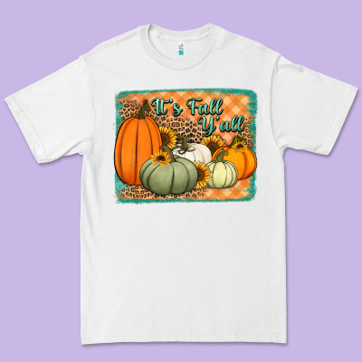 It's Fall Y'all Pumpkins Halloween And Sunflowers Premium Tee Designed By Jasminsmagicworld