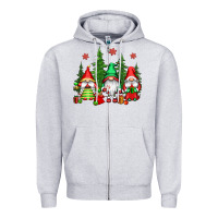 Heather Grey christmas gnomies Zipper Hoodie - CowGirlArtShop