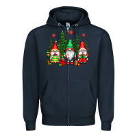 Navy christmas gnomies Zipper Hoodie - CowGirlArtShop