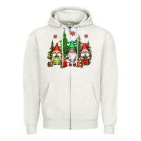 Oatmeal Heather christmas gnomies Zipper Hoodie - CowGirlArtShop