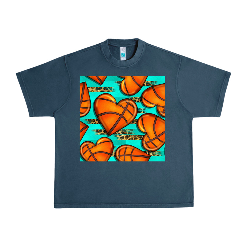 Basketball Hearts With Leopard Seamless Pattern Urban Heavy Tee by BundleAndBundleShop | Teevron