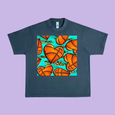 Basketball Hearts With Leopard Seamless Pattern Urban Heavy Tee Designed By Bundleandbundleshop