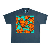 Midnight Navy basketball hearts with leopard seamless pattern Urban Heavy Tee - BundleAndBundleShop