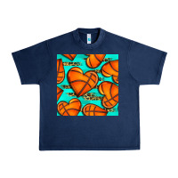 Navy basketball hearts with leopard seamless pattern Urban Heavy Tee - BundleAndBundleShop