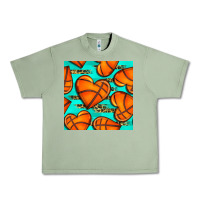 Oil Green basketball hearts with leopard seamless pattern Urban Heavy Tee - BundleAndBundleShop