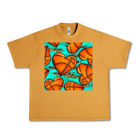 Peanut Butter basketball hearts with leopard seamless pattern Urban Heavy Tee - BundleAndBundleShop