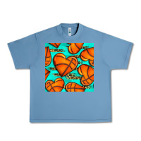 Pebble Blue basketball hearts with leopard seamless pattern Urban Heavy Tee - BundleAndBundleShop