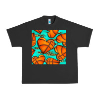 Pigment Black basketball hearts with leopard seamless pattern Urban Heavy Tee - BundleAndBundleShop