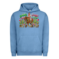 Pigment Pebble Blue Giddy Up Jingle Horse Pick Up Your Feet Urban Hoodie - CowhideDigitalArt