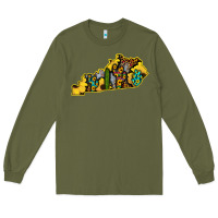 Army Green Kentucky Map Western Sunflower Pattern Long Sleeve Tee - Bettercallsaul