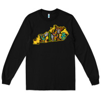 Black Kentucky Map Western Sunflower Pattern Long Sleeve Tee - Bettercallsaul