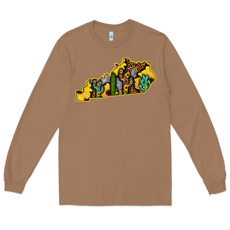 Kentucky Map Western Sunflower Pattern Long Sleeve Tee by Bettercallsaul | Teevron
