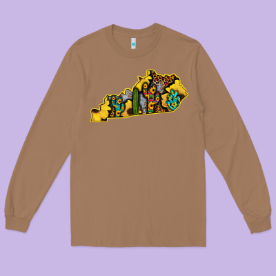 Kentucky Map Western Sunflower Pattern Long Sleeve Tee Designed By Bettercallsaul
