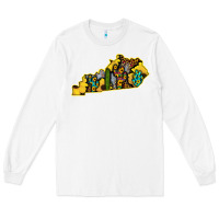 White Kentucky Map Western Sunflower Pattern Long Sleeve Tee - Bettercallsaul
