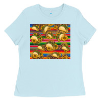 Baby Blue tacos and sunflowers with serape leopard background Ladies Tee - BarkalooDesign