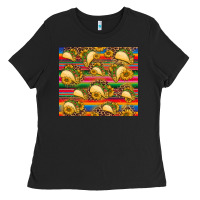 Black tacos and sunflowers with serape leopard background Ladies Tee - BarkalooDesign