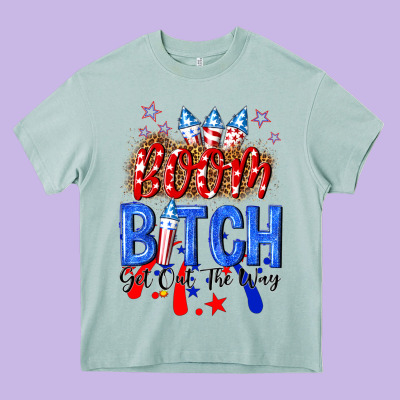 Boom Bitch Get Out The Way Heavy Core Tee Designed By Nancycooperartshop