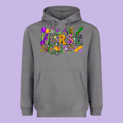 Nurse Mardi Gras Heavyweight Hoodie Designed By Fadigitalartstudio