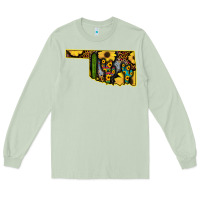 Matcha Western Oklahoma Map Sunflower Pattern Long Sleeve Tee - Bettercallsaul