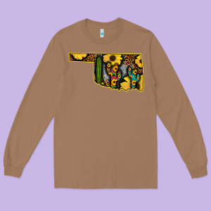 Western Oklahoma Map Sunflower Pattern Long Sleeve Tee Designed By Bettercallsaul